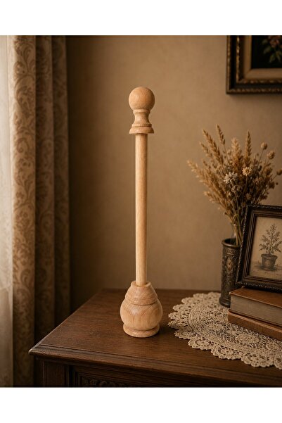 Dekovien Bali Şemsiyesi Ahşap Ayak 43 cm – Natural Ahşap Rengi Dekoratif Ayak