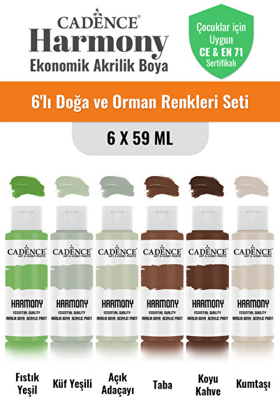 Cadence Boya 6x59ML Harmony Akrilik Boya - Doğa ve Orman Renkleri Seti