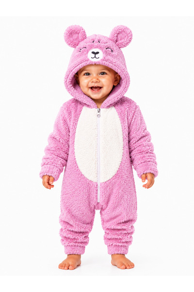 Chicsy Baby Girl Boy Baby Welsoft Plush Jumpsuit Hooded Zippered Winter Baby ...