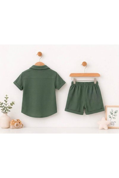 Miniminnakkidswear Boys' Top and Bottom Shorts Shirt Set 3-12 Years Old