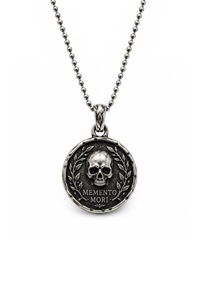 Memento Mori Kolye,925 Gümüş Kolye,Kuru Kafa Kolye