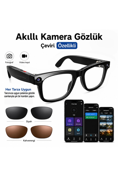 Yenimiyeni S2 Max AI Akıllı Gözlük Kamera 8MP HD Video Kayıt Görüşme Esnasınd...