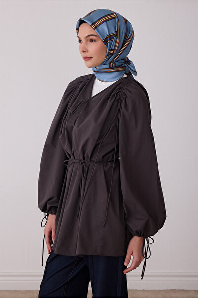 Belli Mavi Geometrik Desen %100 Twill İpek Eşarp 4405-82