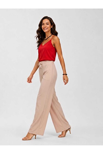 SSO Bürümcük Fabric Lycra Pants with Elastic Waist and Ribbon Detail