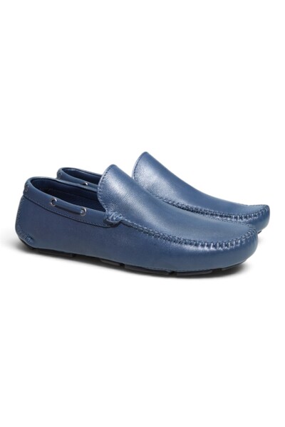 FRANCO CALVANI Dark Blue Shilingir Dark Blue Color Laceless Genuine Leather M...