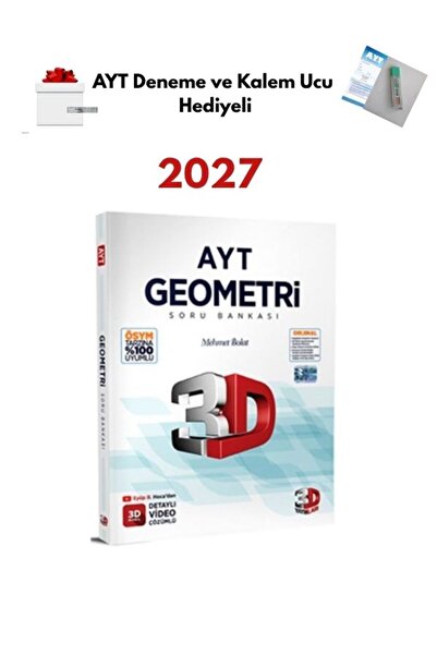 3D Yayınları 2027 AYT Geometri Soru Bankası + AYT Deneme ve Kalem Ucu Hediyeli