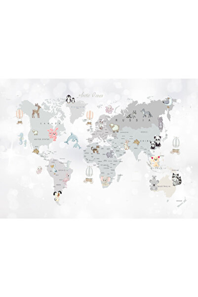 VIODESIGN Fototapet Copii, autoadeziv, Harta Gri , multicolor,200x300 cm CO314