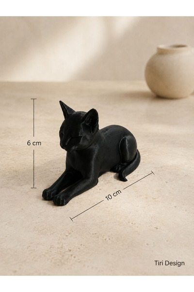 Dekoratif Siyah Kedi Figürü – 3D Baskı Masaüstü Obje Model 2