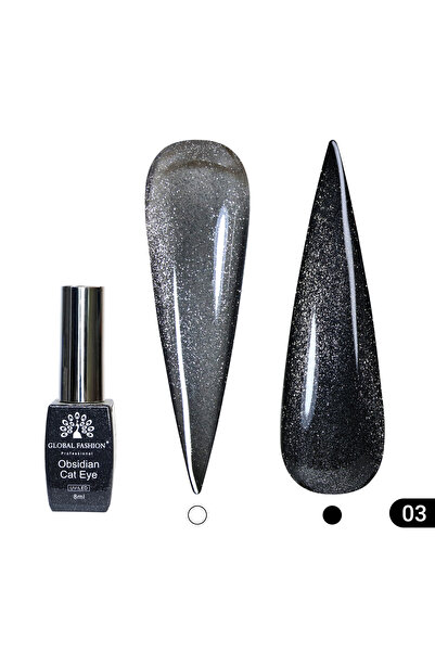 global fashion Oja semipermanentă Cat Eye Obsidian Nr. 03, Efect Magnetic 3D,...