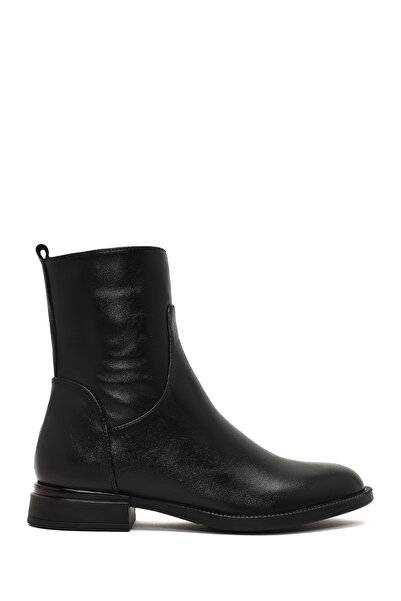 Derimod Women's Black Zippered Leather Boots Wf410012Dv