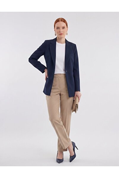 Kayra Single Button Basic Jacket Navy Blue