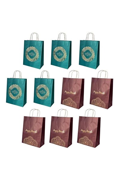 Generic Brand Pack of 10 Happy Diwali Gift Bag – Reusable Paper Gift Bag with...