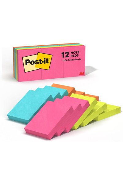 Post-it ملاحظات بألوان نيون 1.5 × 2 بوصة (38 مم × 51 مم) 653AN |   ألوان متنو...