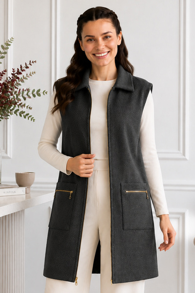 benguen Bearded Knitwear Vest N3381 Anthracite