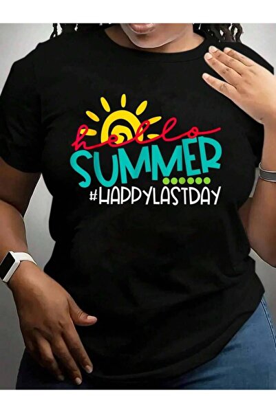 9JY Hello Summer Happy Last Day Of Teacher Student Back To School Black Graph...