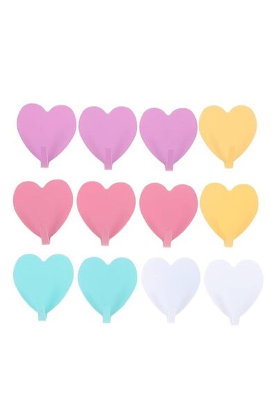 Generic X spring Heart Shaped Hooks, 12 PCS Iron Strong Adhesive Hangers for ...