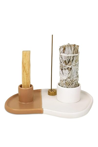 Generic Brand Palo Santo & Sage Holder, Ceramic Incense Burner, Smudge Bowl
