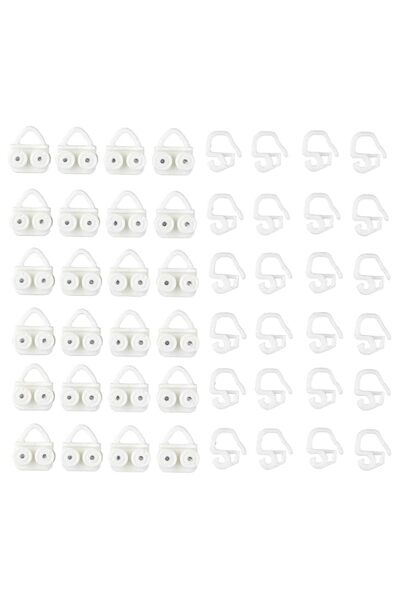 Generic Brand ikea. VIDGA 24 x Glider & Hook Set White Plastic Curtain Hardware