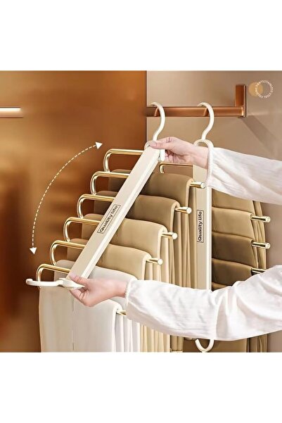 Generic Heavy Duty 5-Tier Multi-Layer Pants Hanger, Space Saving Non-Slip Sta...