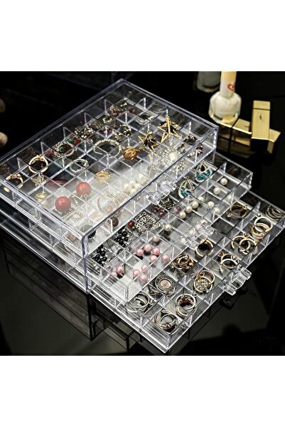 Generic Brand Aputue Earring Storage Box, Acrylic Jewelry Organizer with 3 Dr...