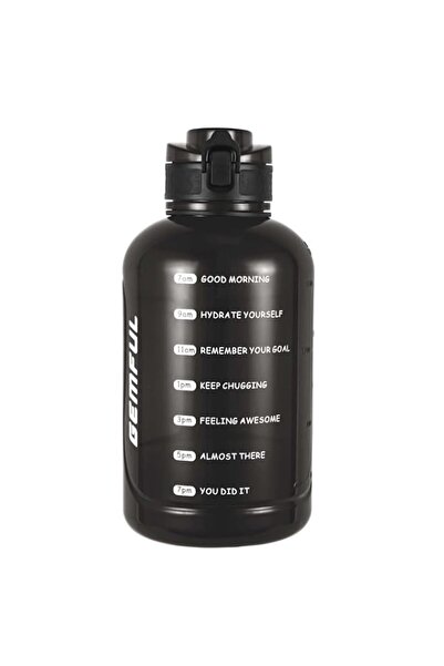Generic GEMFUL Water Bottle 2L with Time Marker Large Clear Motivational Jug ...