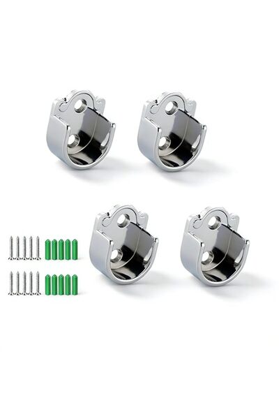 Generic 4 Pack Stainless Steel Closet Rod Brackets, U-Shaped Flange Sockets f...