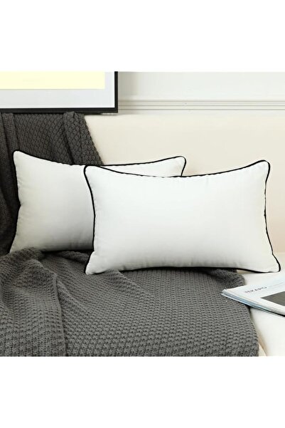 Generic LIGICKY Set of 2 White Velvet Lumbar Pillow Covers Modern Minimalist ...
