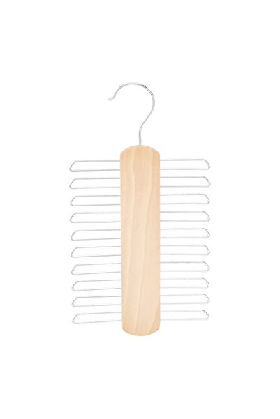 Generic Basics 20 Bar Wooden Tie Hanger & Belt Rack, 2-Pack, 16 cm, Natural