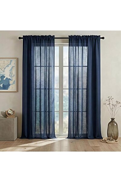 Generic Brand Navy Curtains 84 Inch Length for Living Room 2 Panels Rod Pocke...
