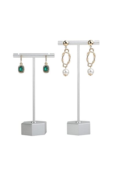 Generic Brand Metal 2pcs Earring T Stand Silver Retail Display Holder for Sho...