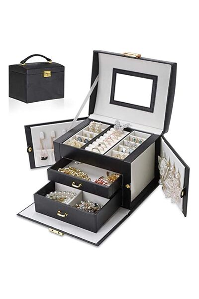 Generic Brand Jewellery Box, Jewellery Organiser with 2 Drawers Portable PU L...