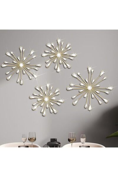 Generic Brand 4 Pcs Gold Metal Wall Art Cast Iron Starburst Wall Decor, Bling...