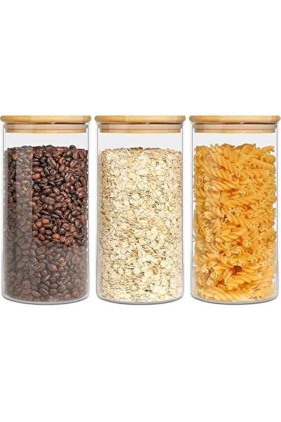 Generic ComSaf Glass Food Storage Canisters with Lids Set of 3-30oz, BPA Free...