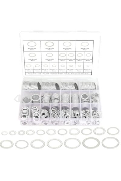 Generic X Spring Drain Plug Gaskets, 560 PCS 18 Sizes Aluminum Flat Washers A...