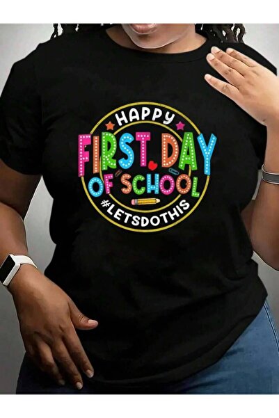 23ERVA Happy First Day Of Teacher Back To School Black Graphic T Shirts Tee