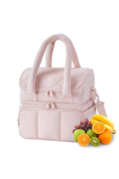 Generic Funito Lunch Bag Women, Double Deck Insulated Lunch Box, Quilted Puff...