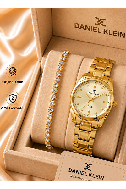 Daniel Klein Women's Wristwatch Golden Color Yellow Dial Waterproof Bracelet ...