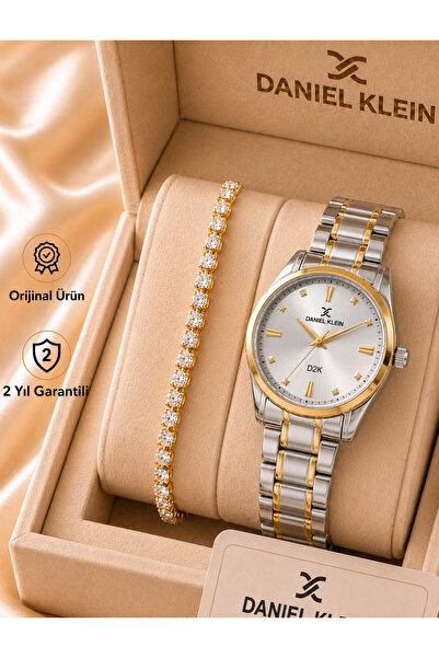 Daniel Klein Women's Wristwatch Yellow Silver Color Yellow Dial Waterproof Br...