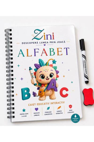 Zini Educativ Interactive Alphabet Write and Erase Notebook Zini with marker ...