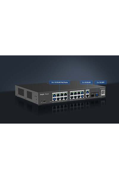 RUIJIE REYEE RG-ES220GS-P 16 PORT 10/100/1000 16 PORT POE 2 PORT UPLINK 2 SFP 250W CLOUD YÖNETİLEBİ