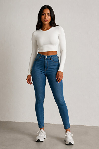 SHEVEGA Pantaloni de damă din denim, confortabili, elastici, din Lycra, cu cr...
