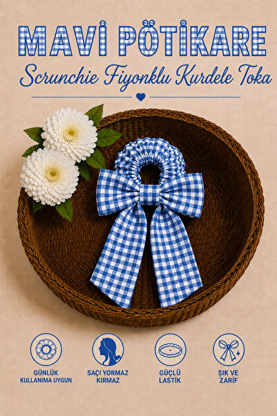 Hophera Pötikare Scrunchie Bow Ribbon Hair Clip with Strong Elastic Tail