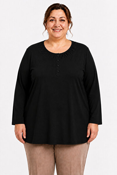 Mutlu City Plus Size Plain Mother's Combed Cotton Blouse 407