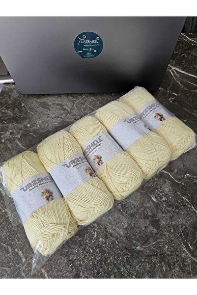 urzsmell Cotton Knitting Yarn 5-Pack 500 Gr. Light Yellow (100Gr Quantity, 20...