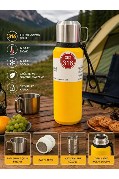 HTC AKSESUAR 1 Lt Camping Thermos 316 Stainless Steel