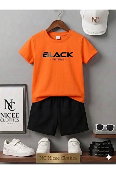Leto Lykia Summer Children's T-Shirt Shorts Unisex (Black Printed)