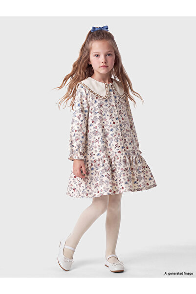 LC Waikiki Pink Baby Collar Floral Girl's Dress