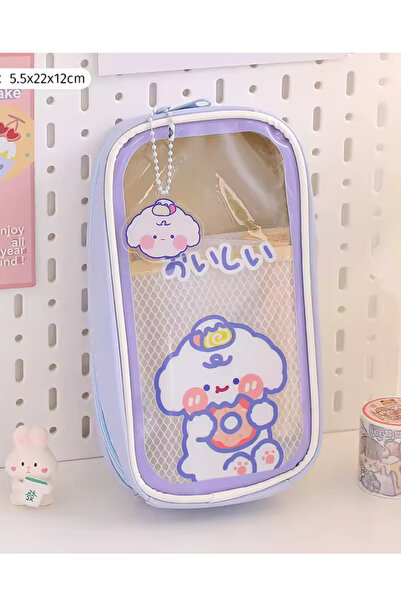 UĞURDAN Kawaii Şeffaf Büyük Kapasiteli Kalemlik – Çok Bölmeli Geniş Hacimli A...