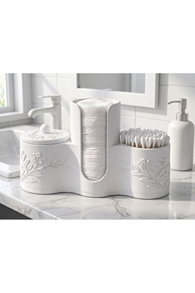 Verda Desing 3D Printing White Color Flower Embossed Cotton Pad and Ear Swab ...