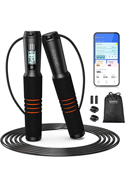 RENPHO Set coarda pentru sarit Smart Q001, 4 moduri, Bluetooth, analiza datel...